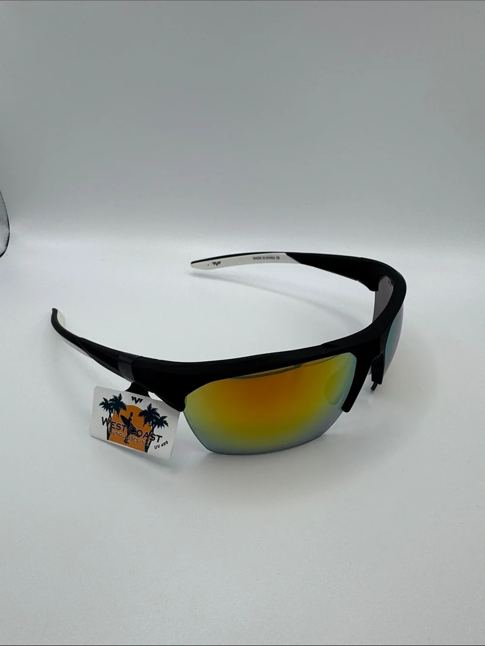 Sport Wrap Sunglasses with Yellow Mirrored Lenses